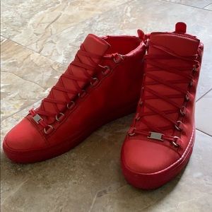 Balenciaga Men's Arena Leather Mid-top Sneakers
